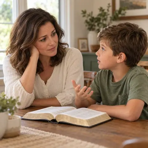 Momento acolhedor de leitura bíblica em família